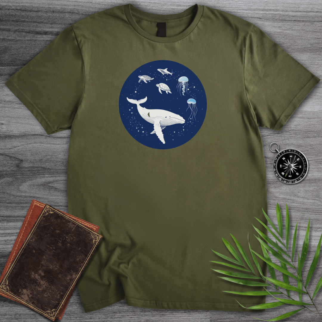 T-Shirt Military Green / S Cosmic Sea Marine Fauna T-Shirt