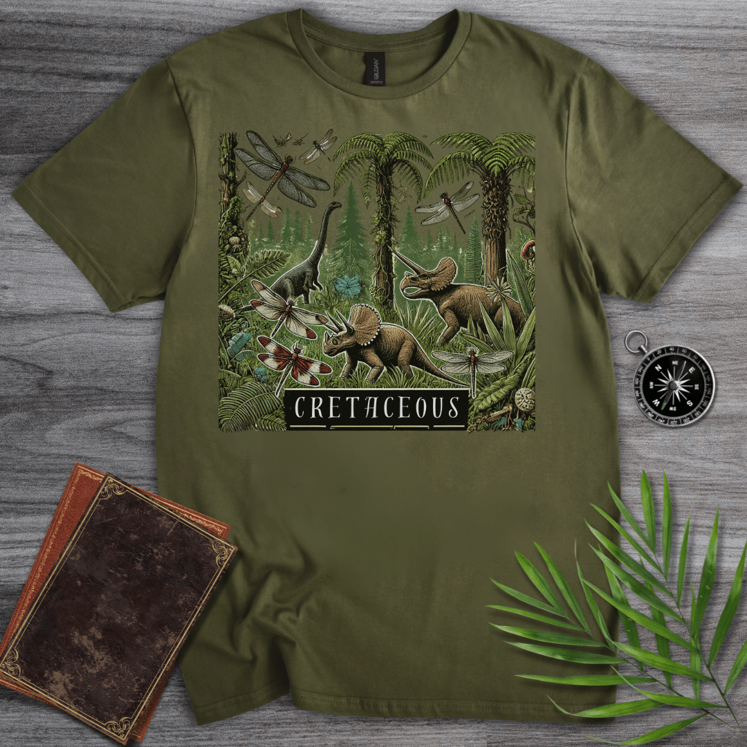 T-Shirt Military Green / S Cretaceous Environmental: Triceratops and Bugs T-Shirt