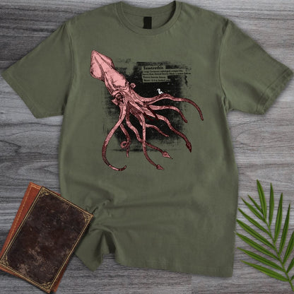 T-Shirt Military Green / S Cretaceous Kraken Tusoteuthis T-Shirt (dunyaatay)