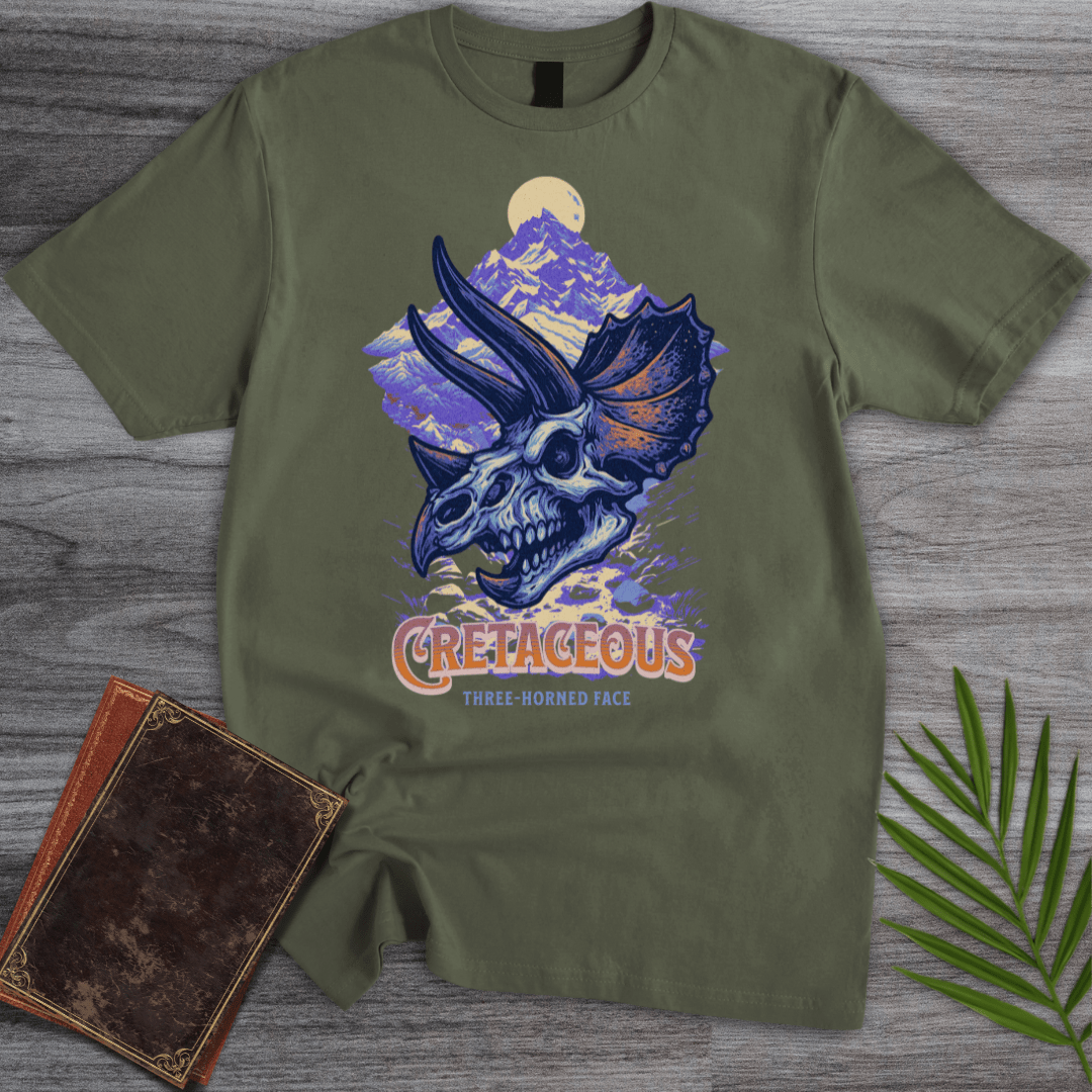 T-Shirt Military Green / S Cretaceous Three-Horned Skull T-Shirt