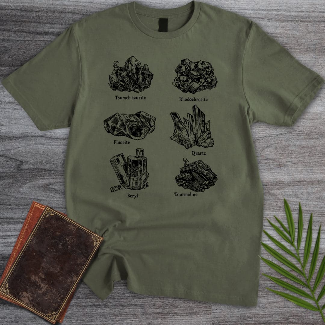 T-Shirt Military Green / S Crystal Cabinet Minerals T-Shirt (dunyaatay)