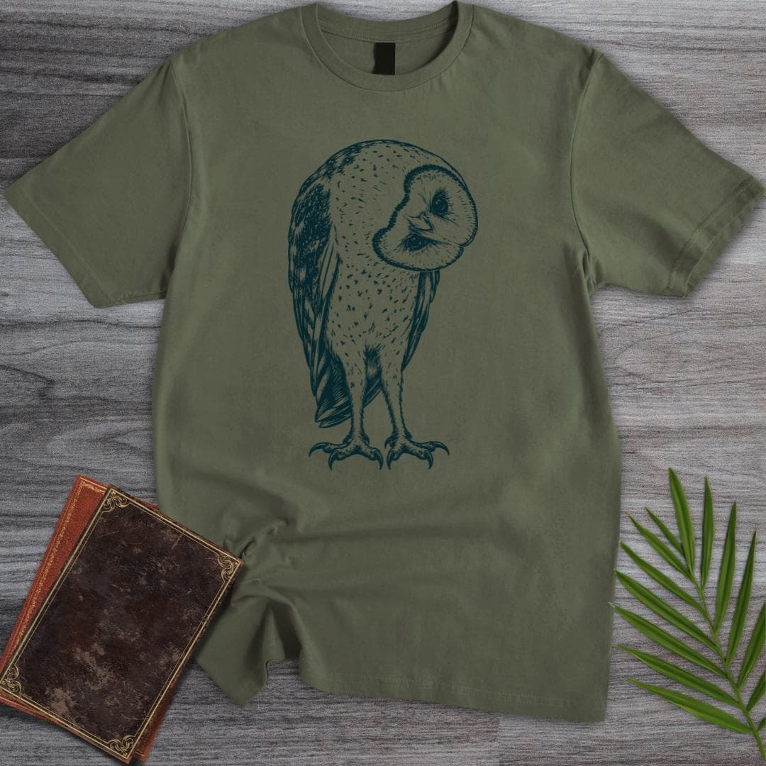 T-Shirt Military Green / S Curious Barn Owl T-Shirt