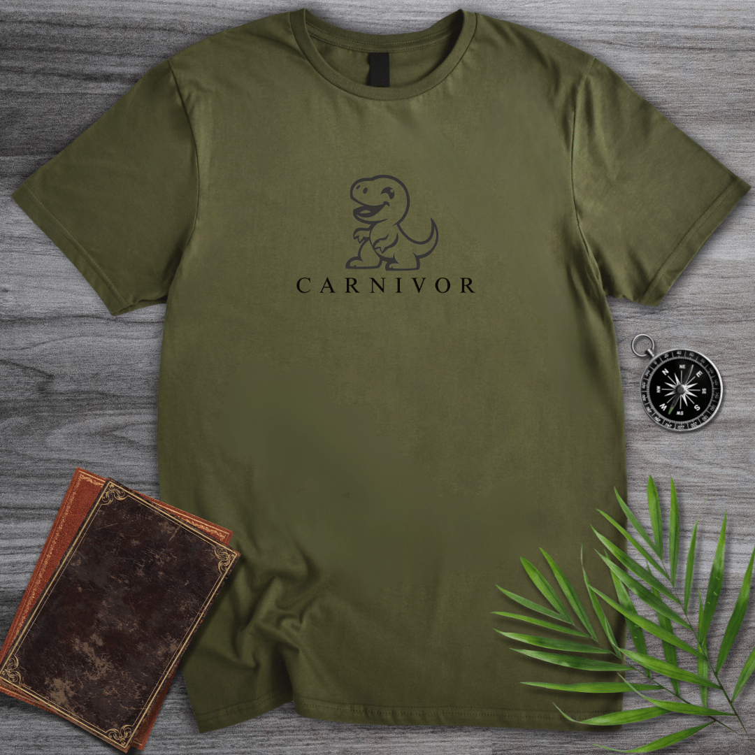 T-Shirt Military Green / S Cute Dinosaur Carnivore T-Shirt