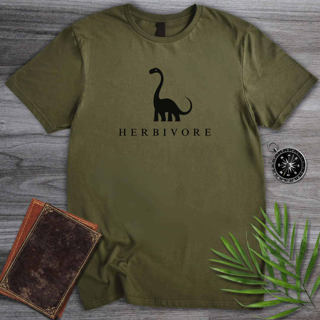 T-Shirt Military Green / S Cute Dinosaur Herbivore T-Shirt