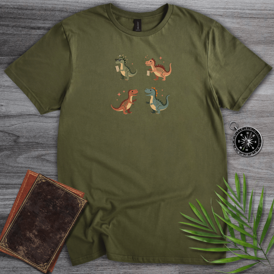 T-Shirt Military Green / S Cute Dinosaur Scholars, Thinkers and Dreamers T-Shirt