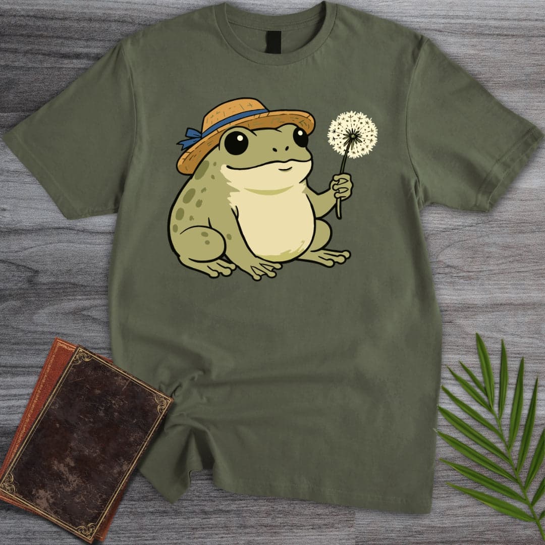 T-Shirt Military Green / S Cute Garden Frog T-Shirt