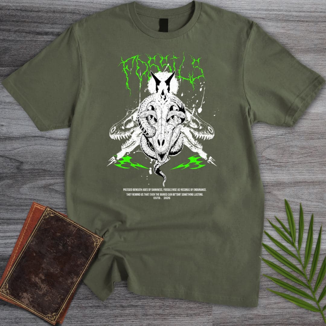 T-Shirt Military Green / S Deep Metal Fossils T-Shirt
