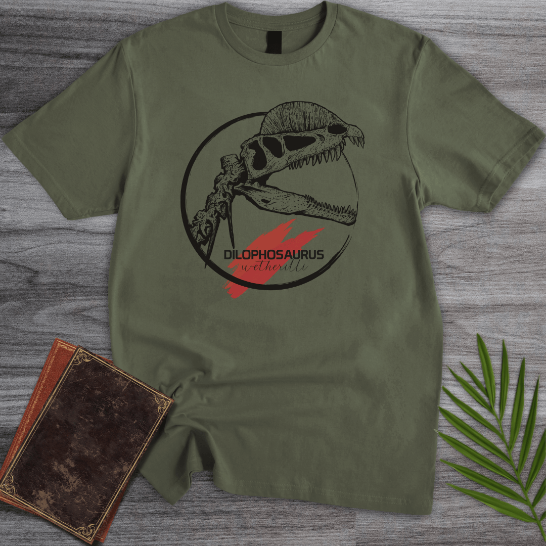 T-Shirt Military Green / S Dilophosaurus Wetherilli Crest Display T-Shirt (farkas.art)