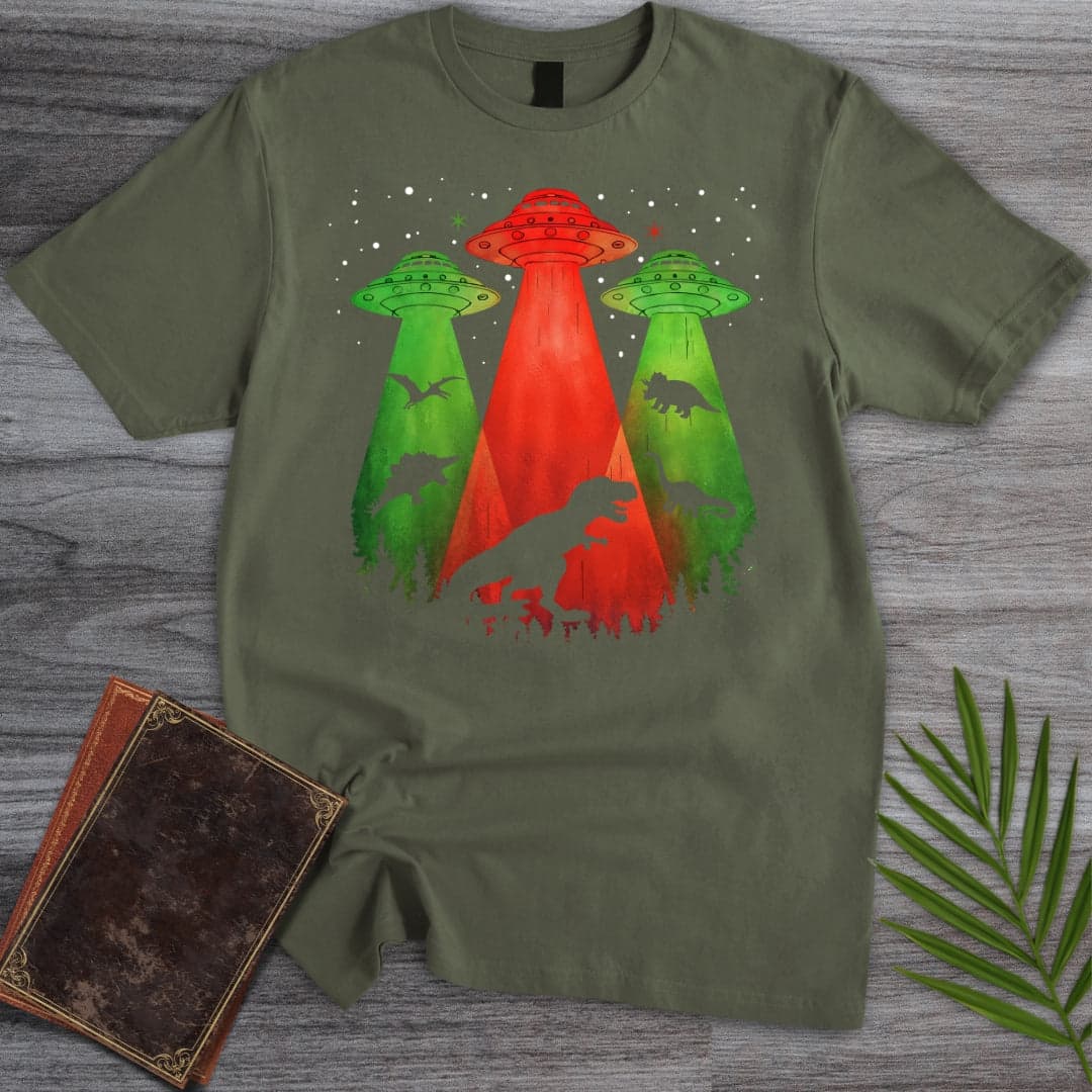 T-Shirt Military Green / S Dinosaur UFO Conspiracy T-Shirt