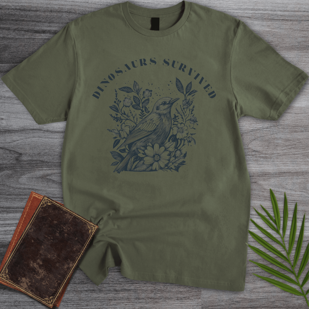 T-Shirt Military Green / S Dinosaurs Survived Bird T-Shirt