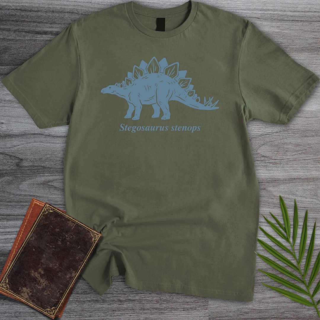 T-Shirt Military Green / S Dusty Blue Stegosaurus T-Shirt