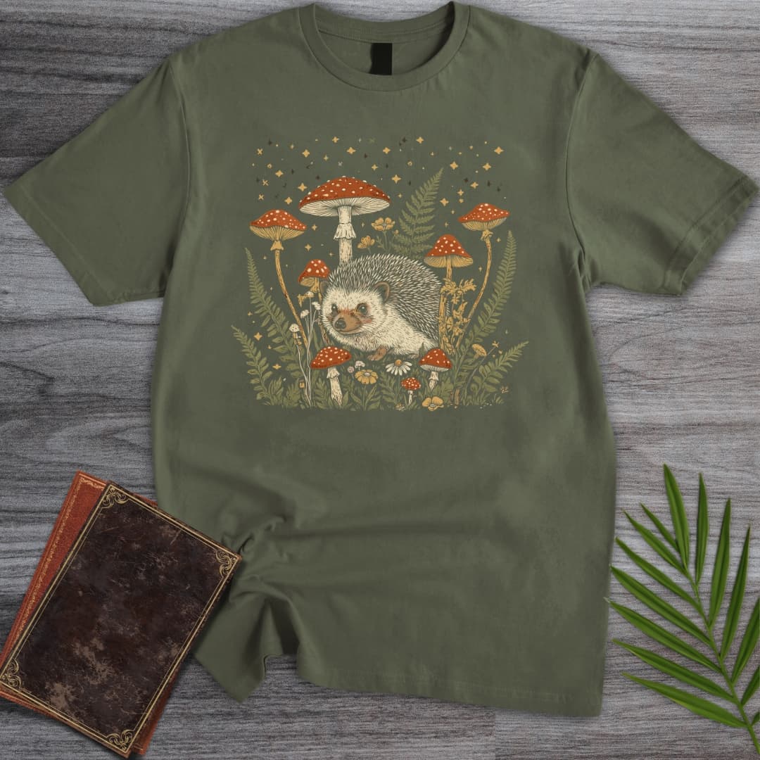 T-Shirt Military Green / S Enchanted Fern Hedgehog T-Shirt