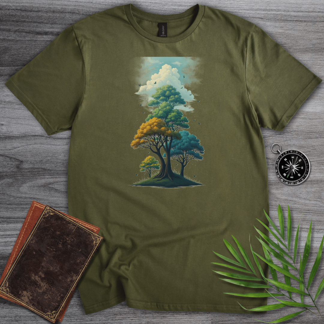 T-Shirt Military Green / S Environmental Tree Landscape T-Shirt