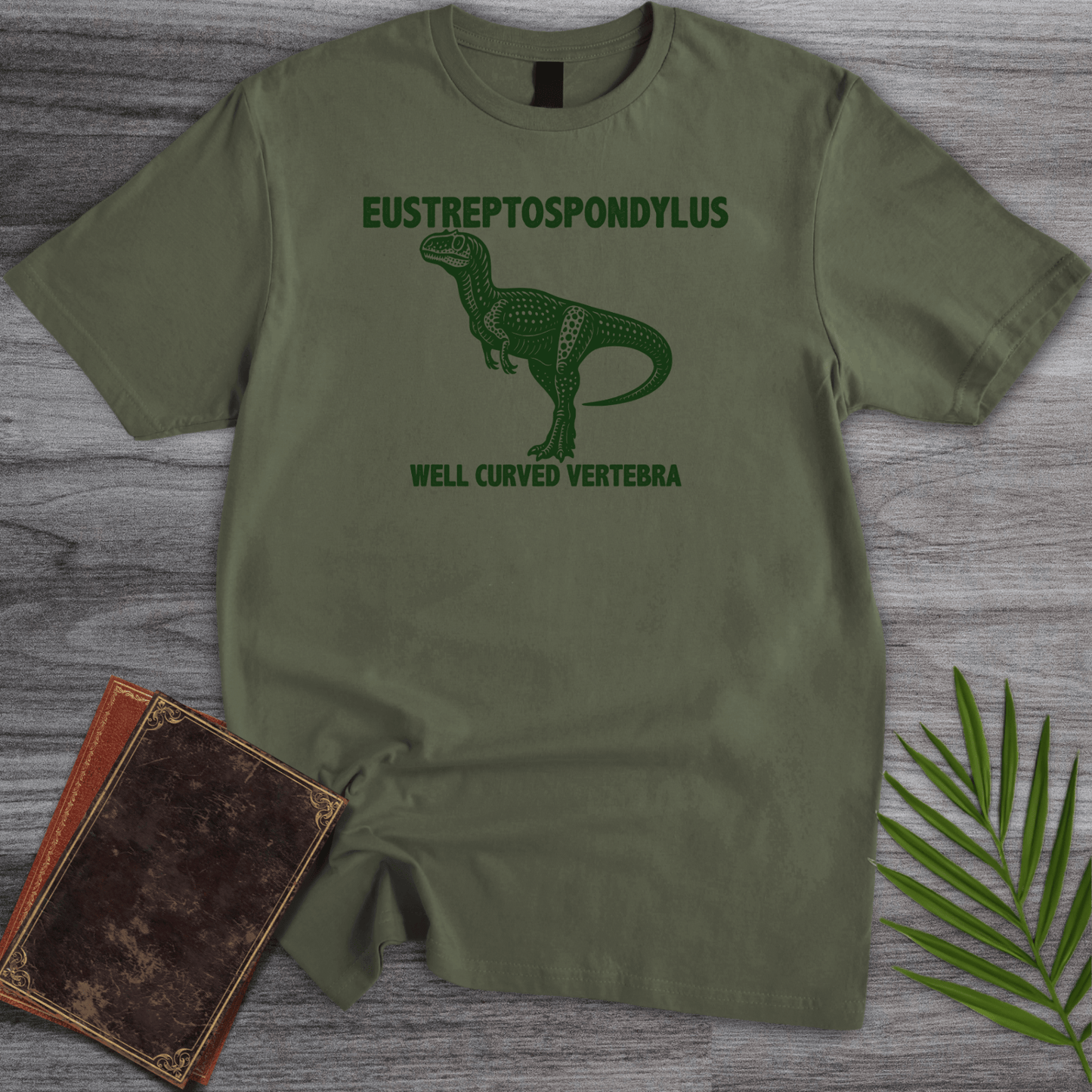 T-Shirt Military Green / S Eustreptospondylus Well Curved Vertebra T-Shirt