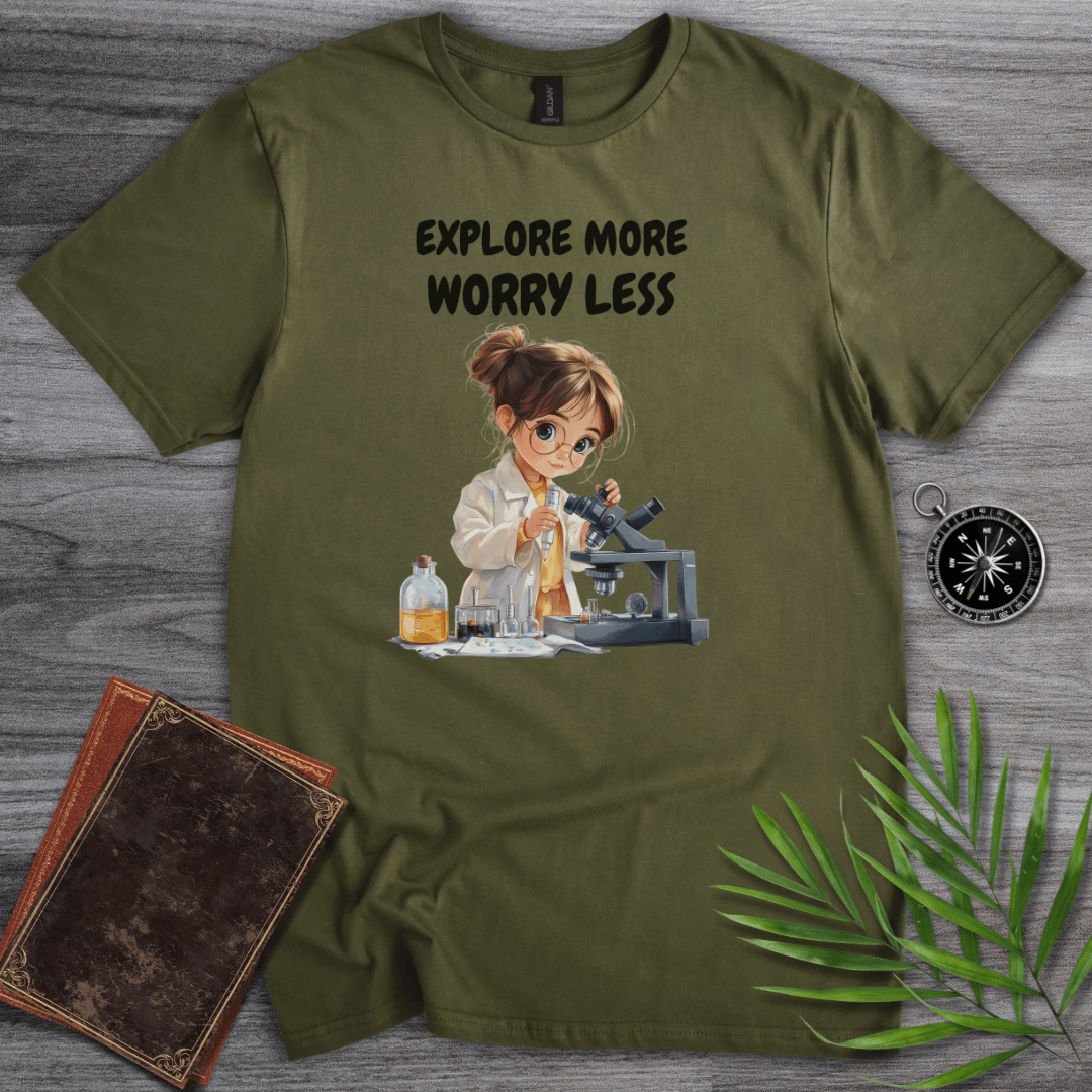 T-Shirt Military Green / S Explore More, Worry Less Science T-Shirt