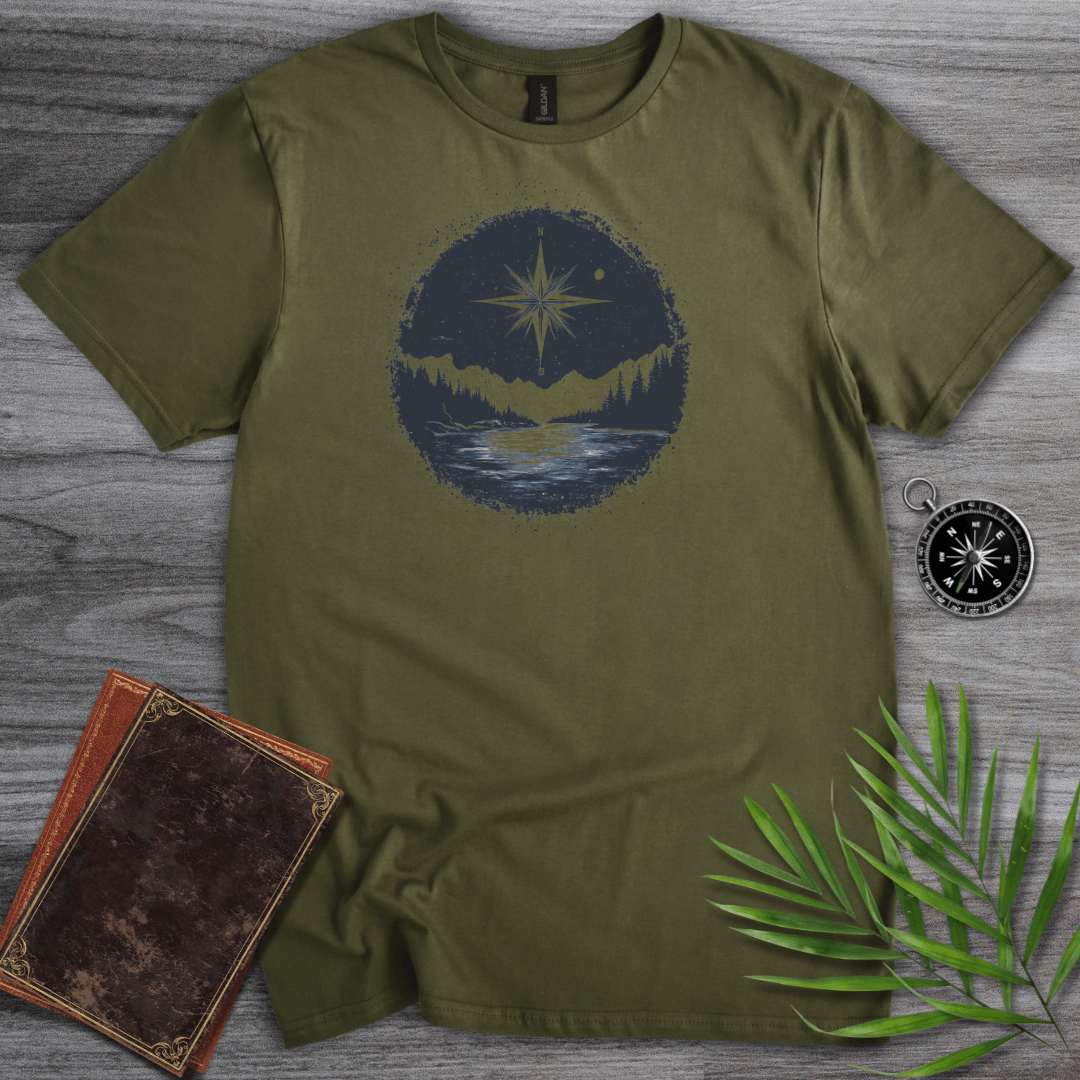 T-Shirt Military Green / S Geography: Compass Graphic T-Shirt