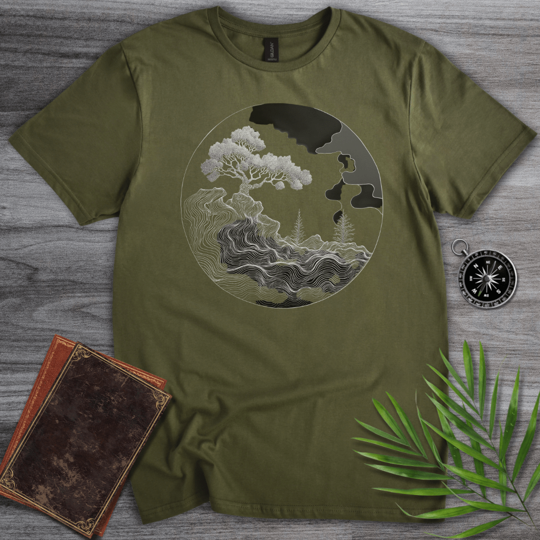 T-Shirt Military Green / S Geography: Earth & Environment Line Art T-Shirt