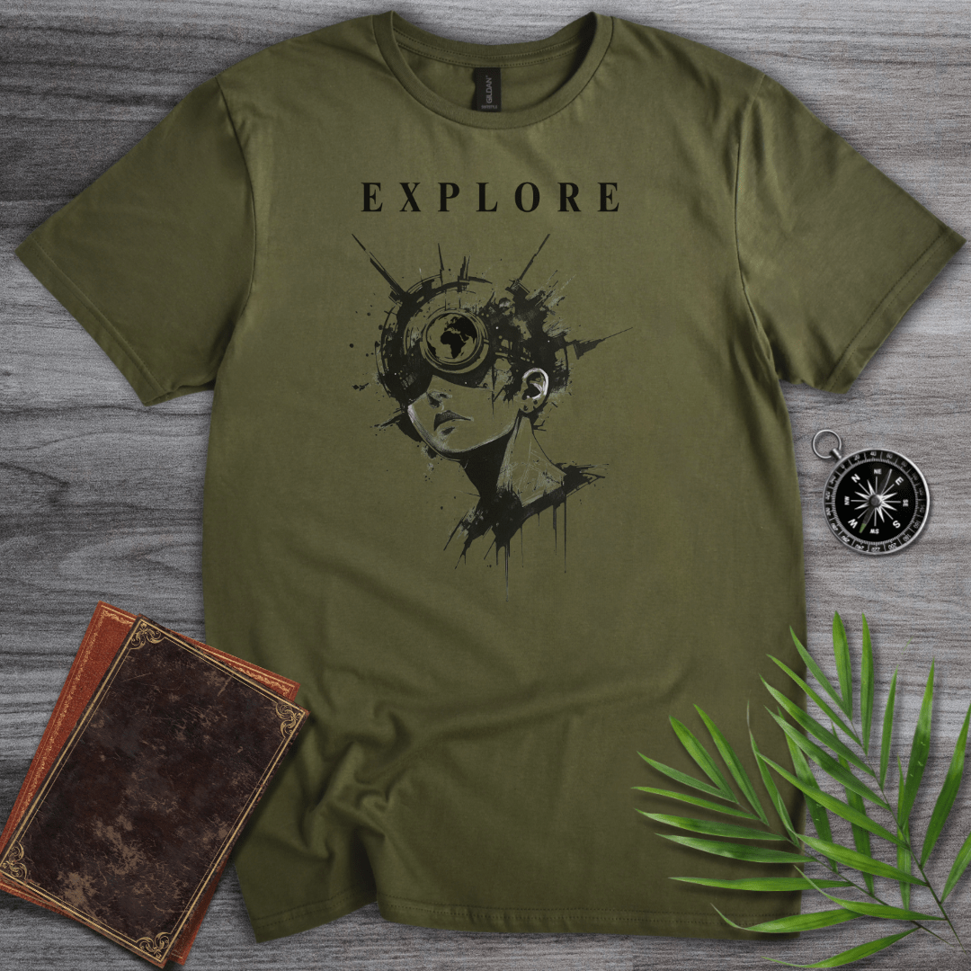 T-Shirt Military Green / S Geography: Explore Graphic T-Shirt