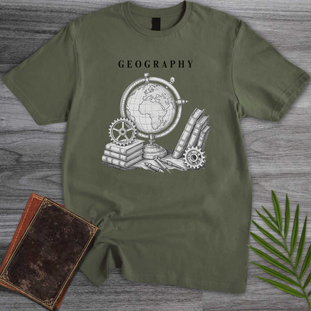 T-Shirt Military Green / S Geography Illustration Graphic T-Shirt