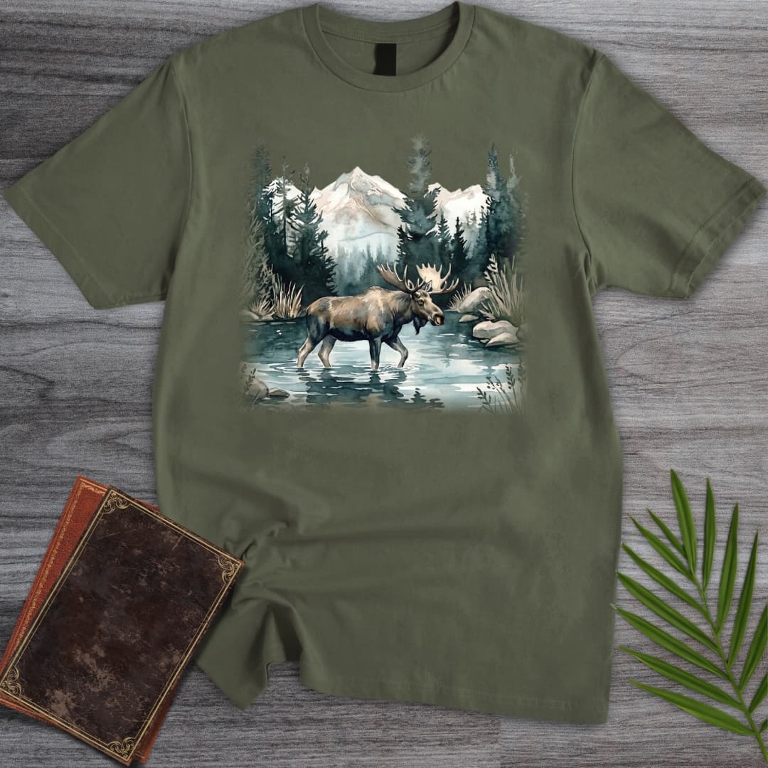 T-Shirt Military Green / S Glacial Lake Moose T-Shirt