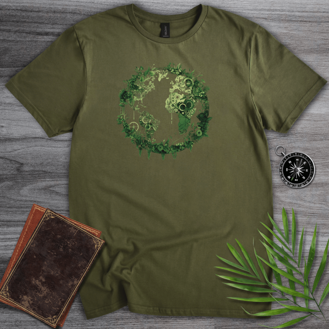 T-Shirt Military Green / S Green Continents Graphic T-Shirt