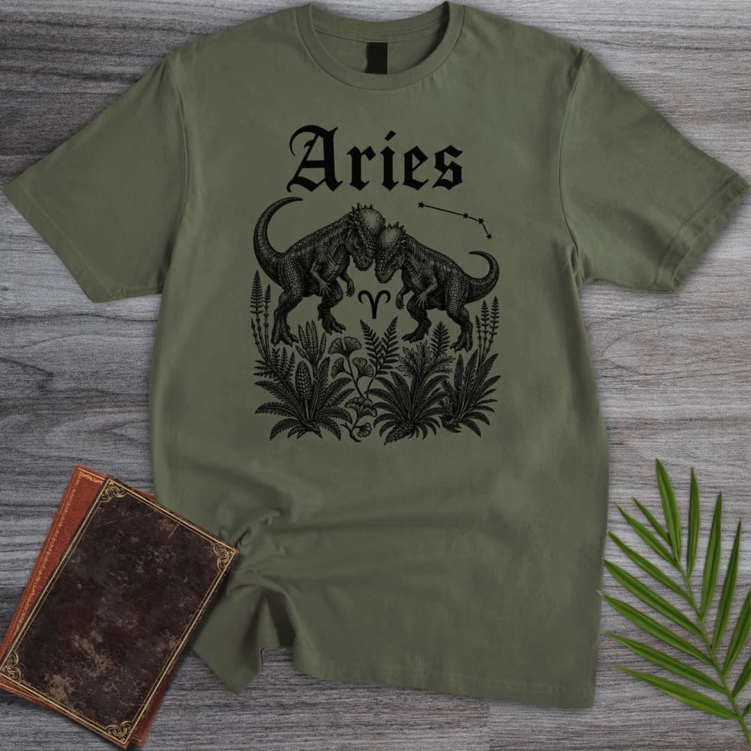 T-Shirt Military Green / S Horoscope: Aries Pachycephalosaurus T-Shirt