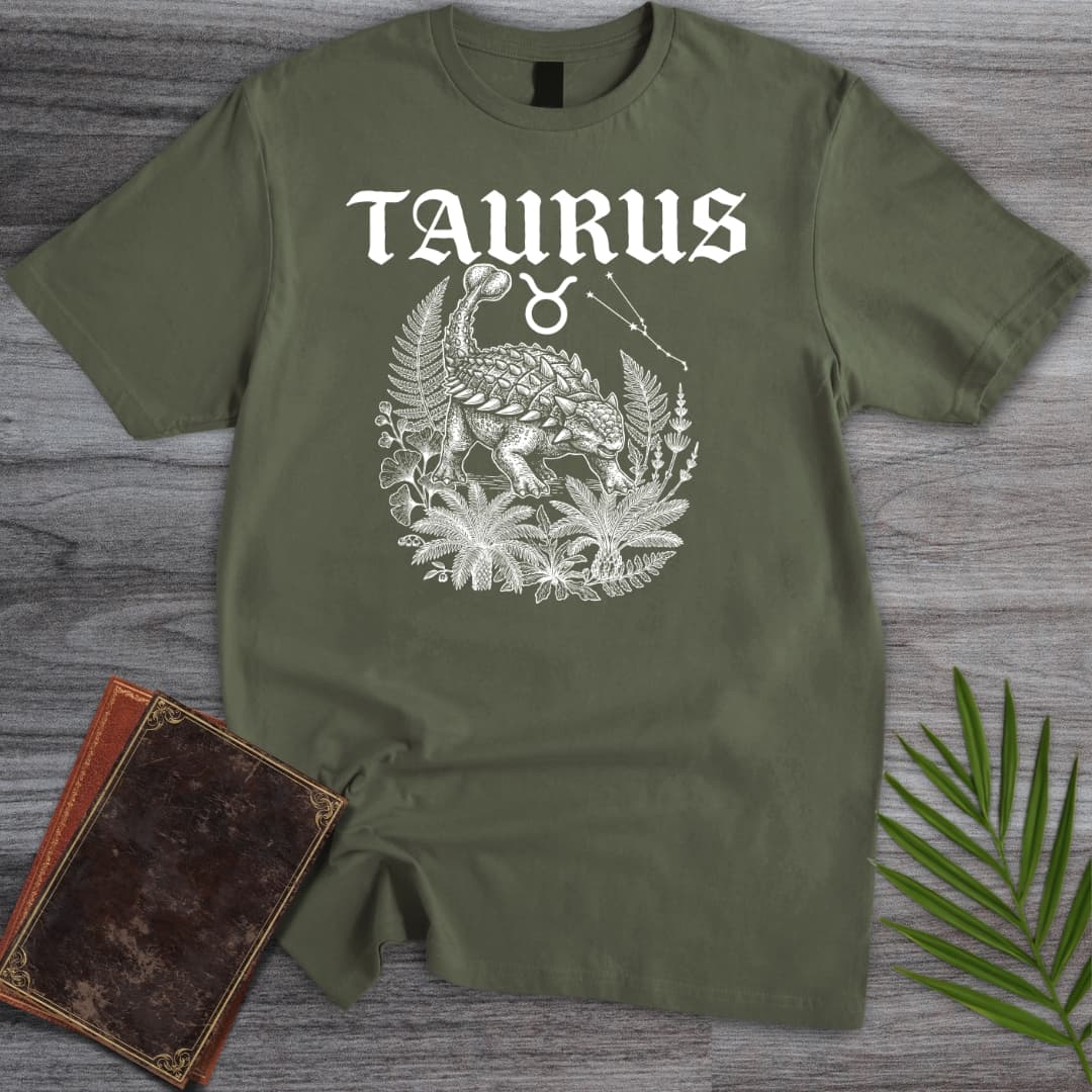 T-Shirt Military Green / S Horoscope Taurus Ankylosaurus T-Shirt
