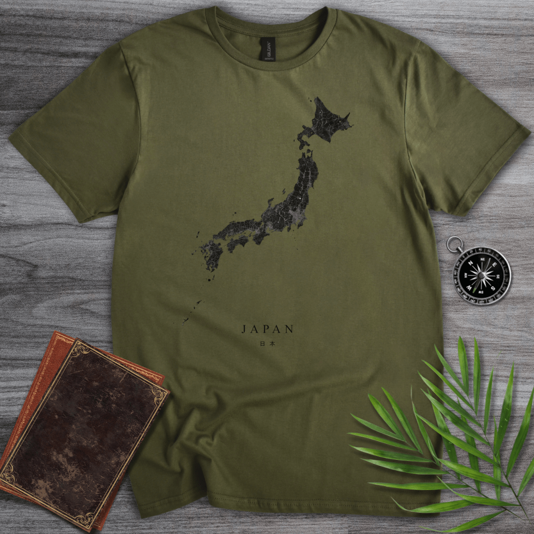 T-Shirt Military Green / S Japan Map T-Shirt