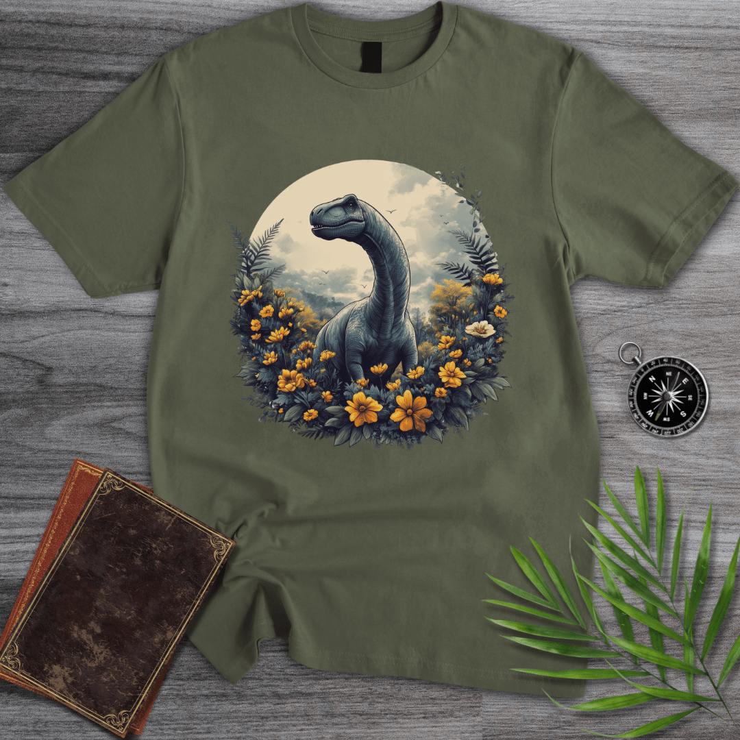 T-Shirt Military Green / S Jurassic Bloom Circle Flower T-Shirt