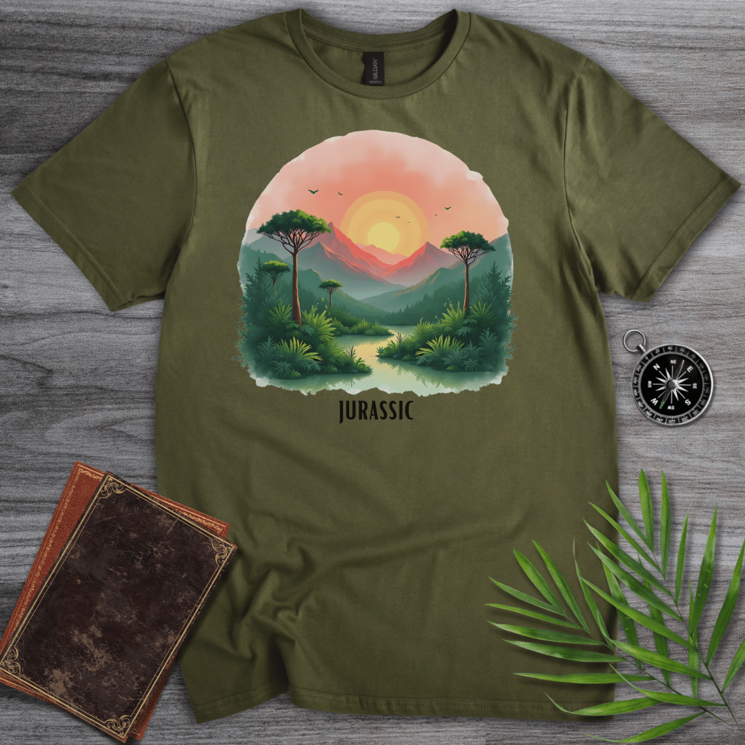 T-Shirt Military Green / S Jurassic Sunset Environment Graphic T-Shirt