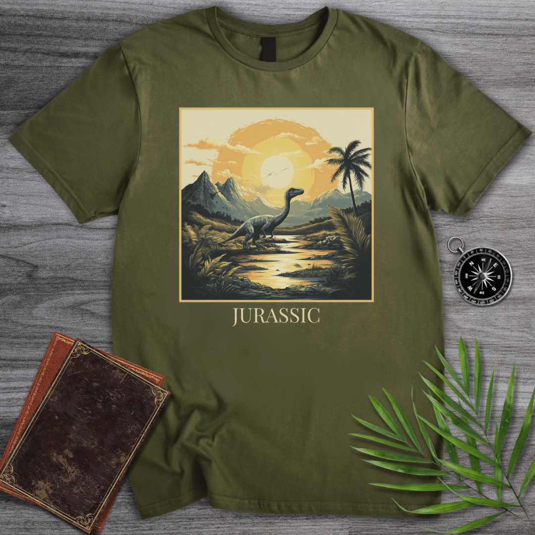 T-Shirt Military Green / S Jurassic Theropod at Dawn T-Shirt