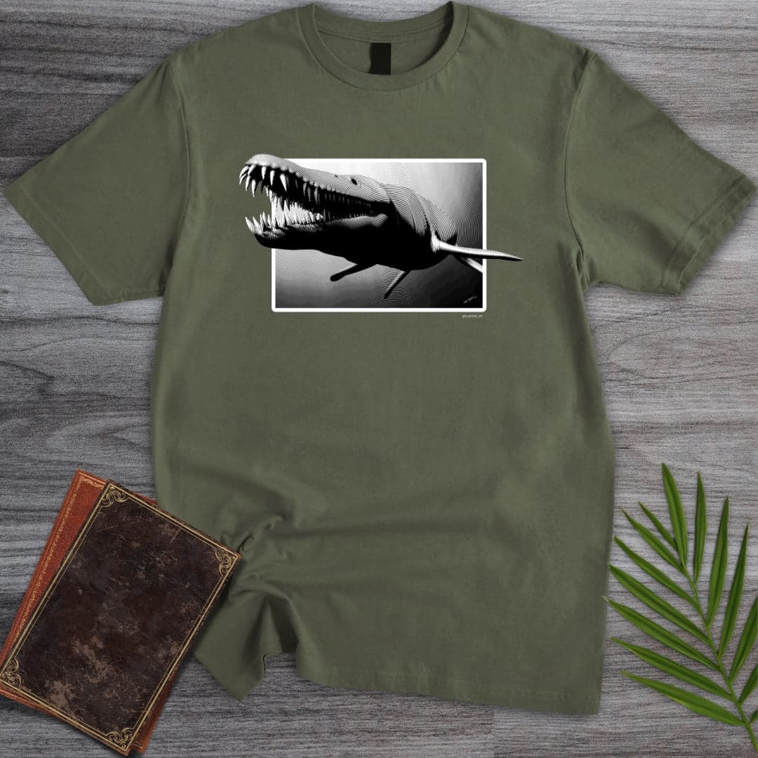 T-Shirt Military Green / S Liopleurodon, Short Necked Plesiosaur T-Shirt (palaeoden_art)