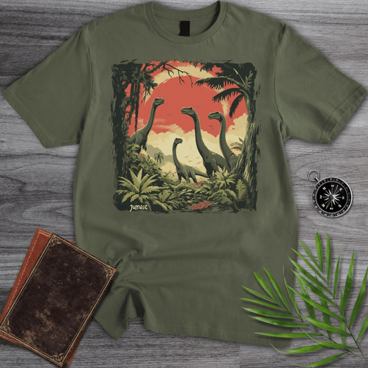 T-Shirt Military Green / S Longneck Dinosaur Jurassic Family T-Shirt