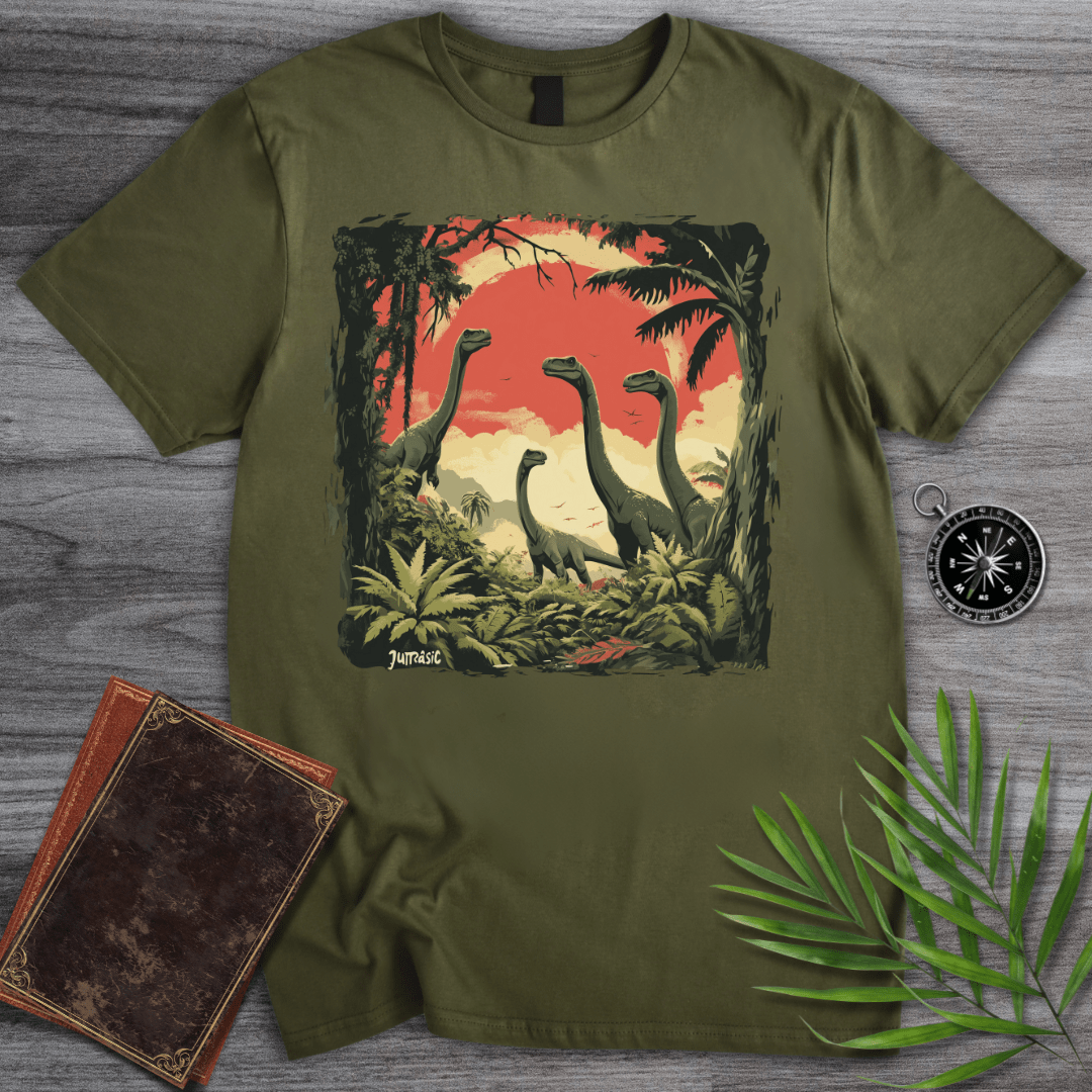 T-Shirt Military Green / S Longneck Dinosaur Jurassic Family T-Shirt