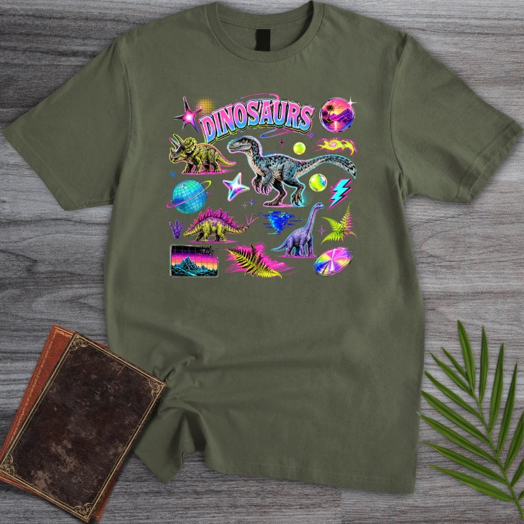 T-Shirt Military Green / S Maximalist Y2K Dinosaurs T-Shirt