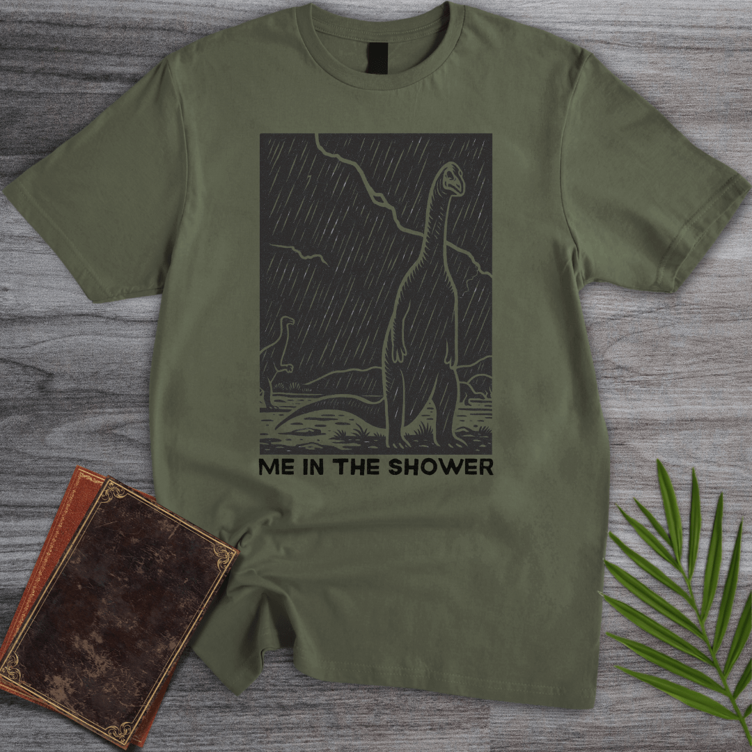 T-Shirt Military Green / S Me In The Shower Sauropod T-Shirt