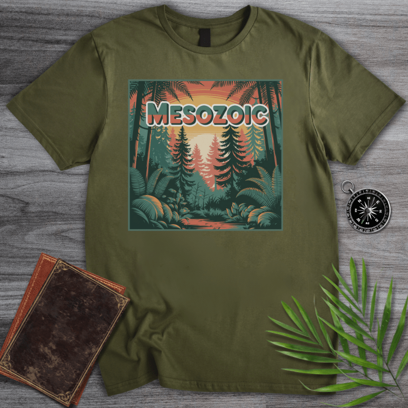 T-Shirt Military Green / S MESOZOIC: Ancient Forest Sunset Scene