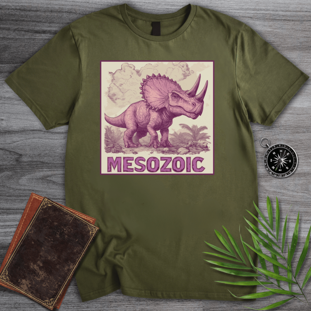 T-Shirt Military Green / S Mesozoic Triceratops Dinosaur Environment T-Shirt