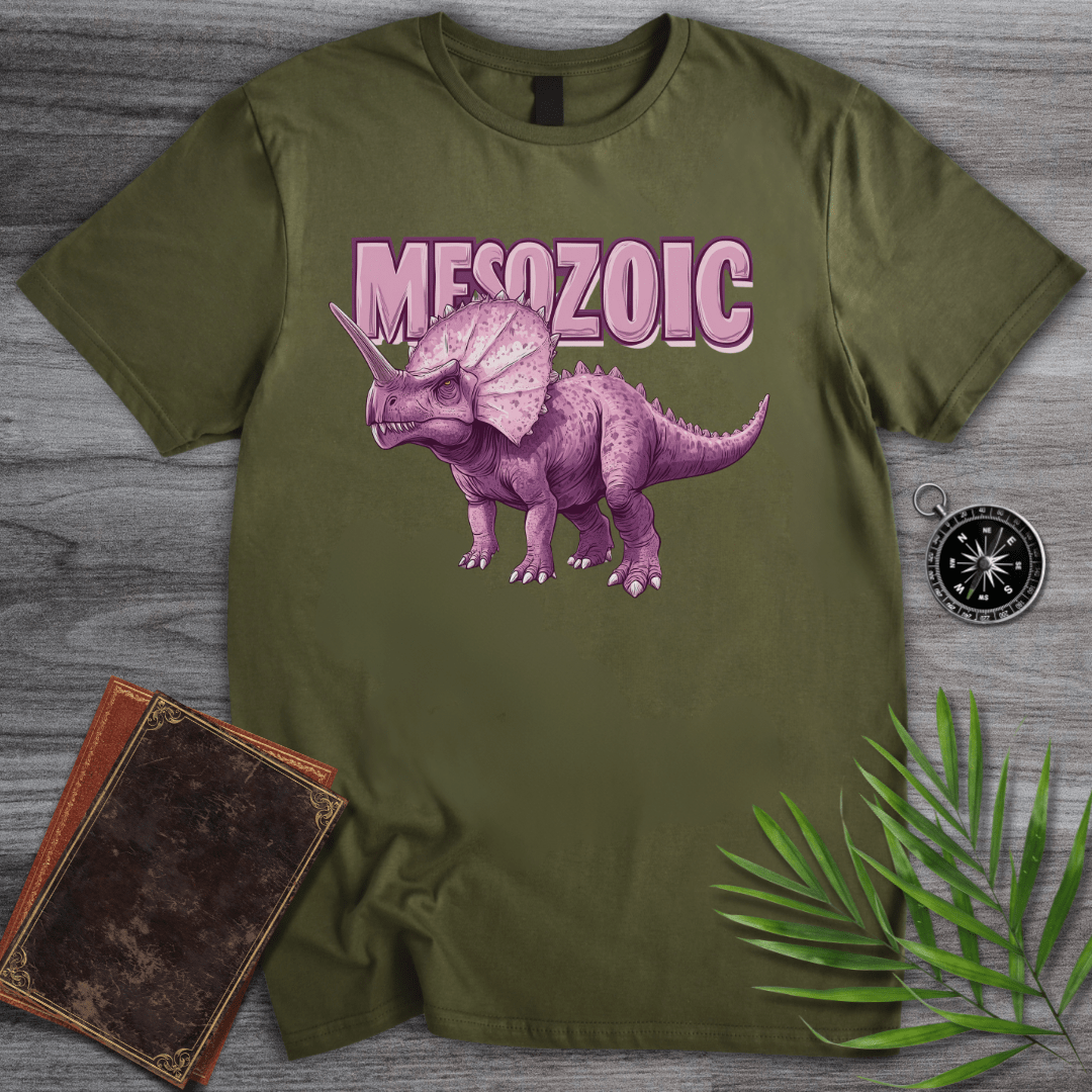 T-Shirt Military Green / S Mesozoic Triceratops Vintage T-Shirt