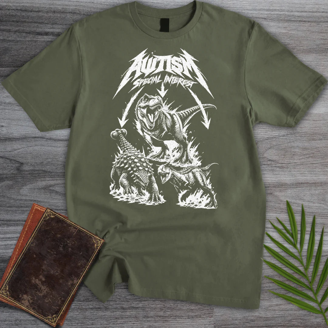 T-Shirt Military Green / S Metal Autism Dinosaur T-Shirt