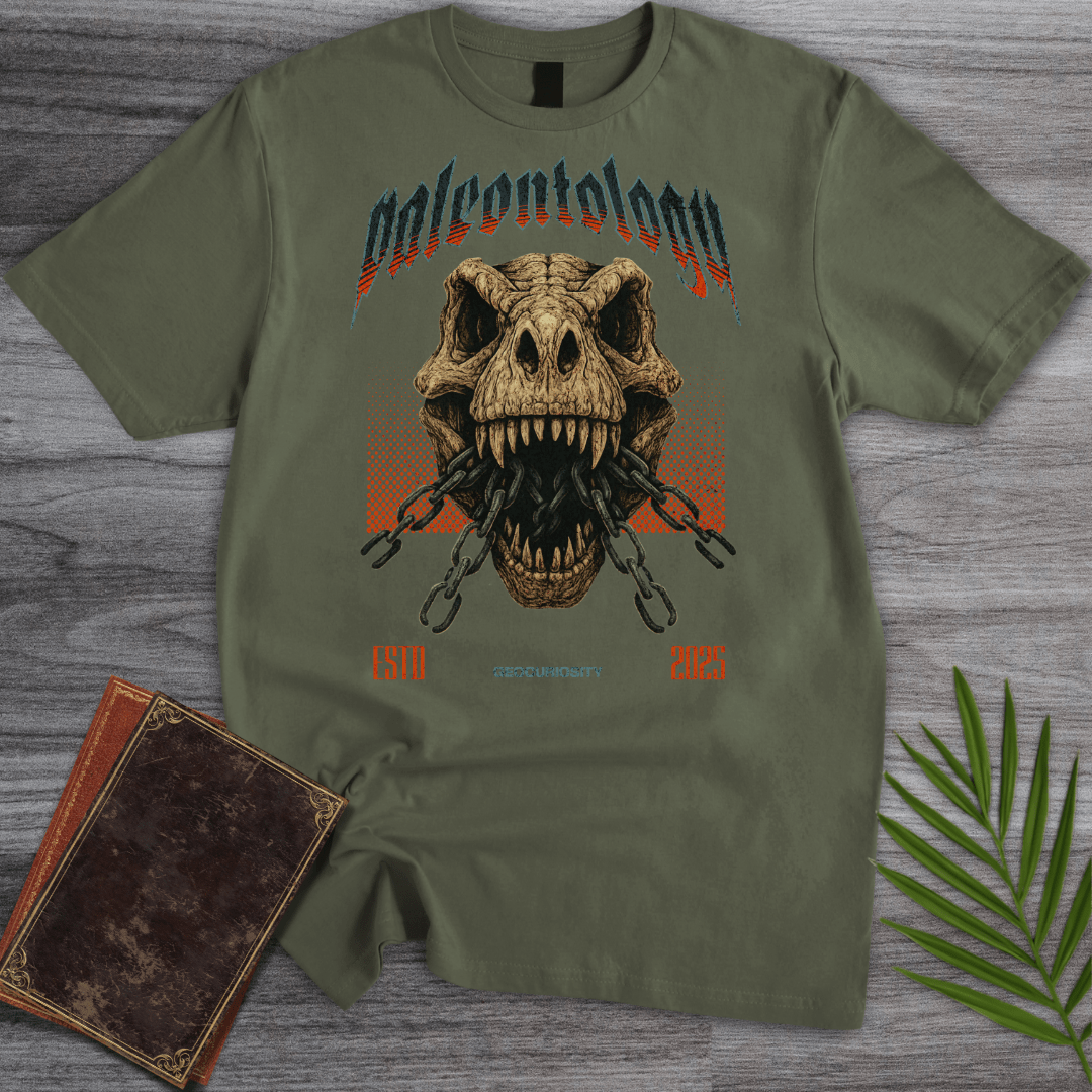 T-Shirt Military Green / S Metal T-Rex Skull and Chains T-Shirt