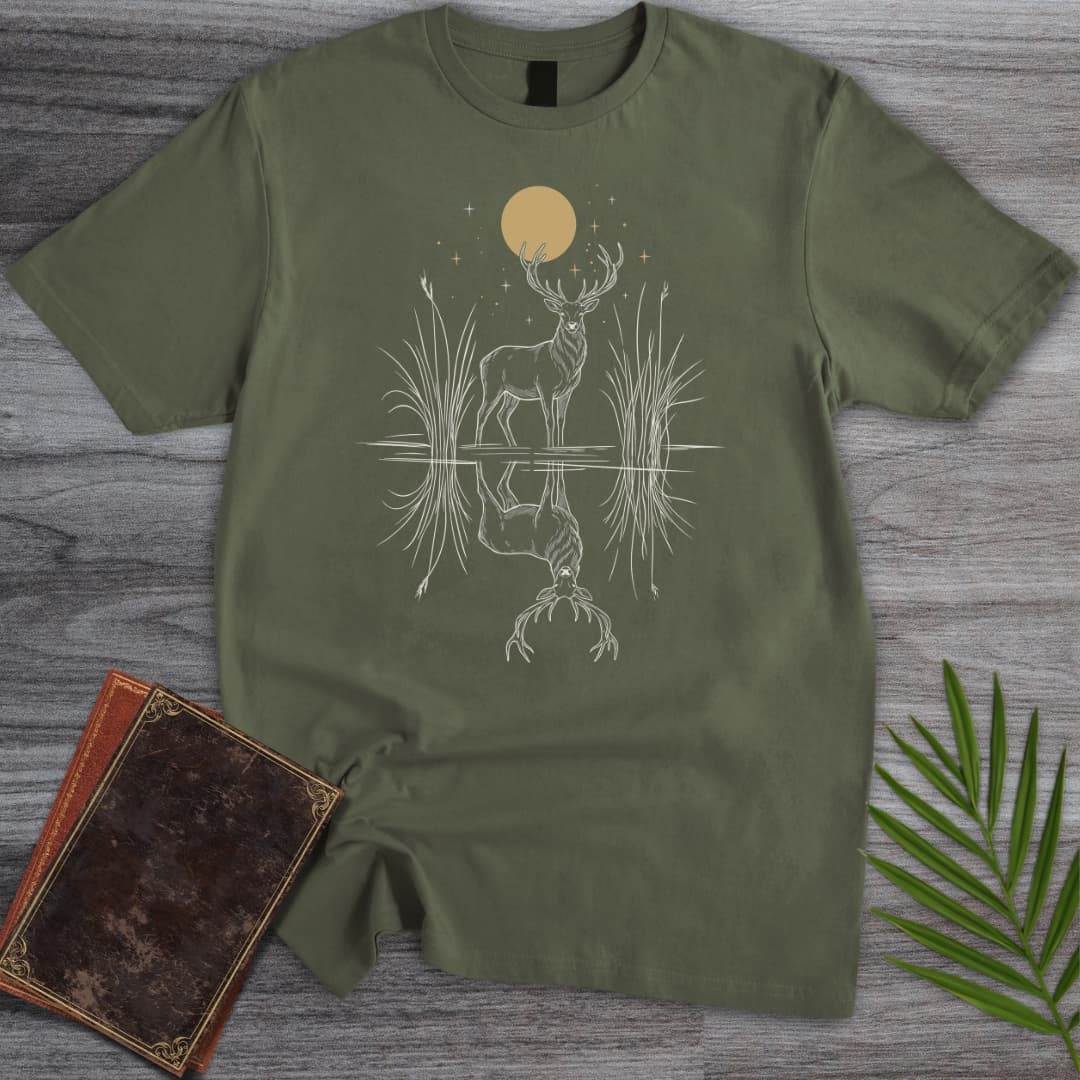 T-Shirt Military Green / S Midnight Mirror Stag T-Shirt