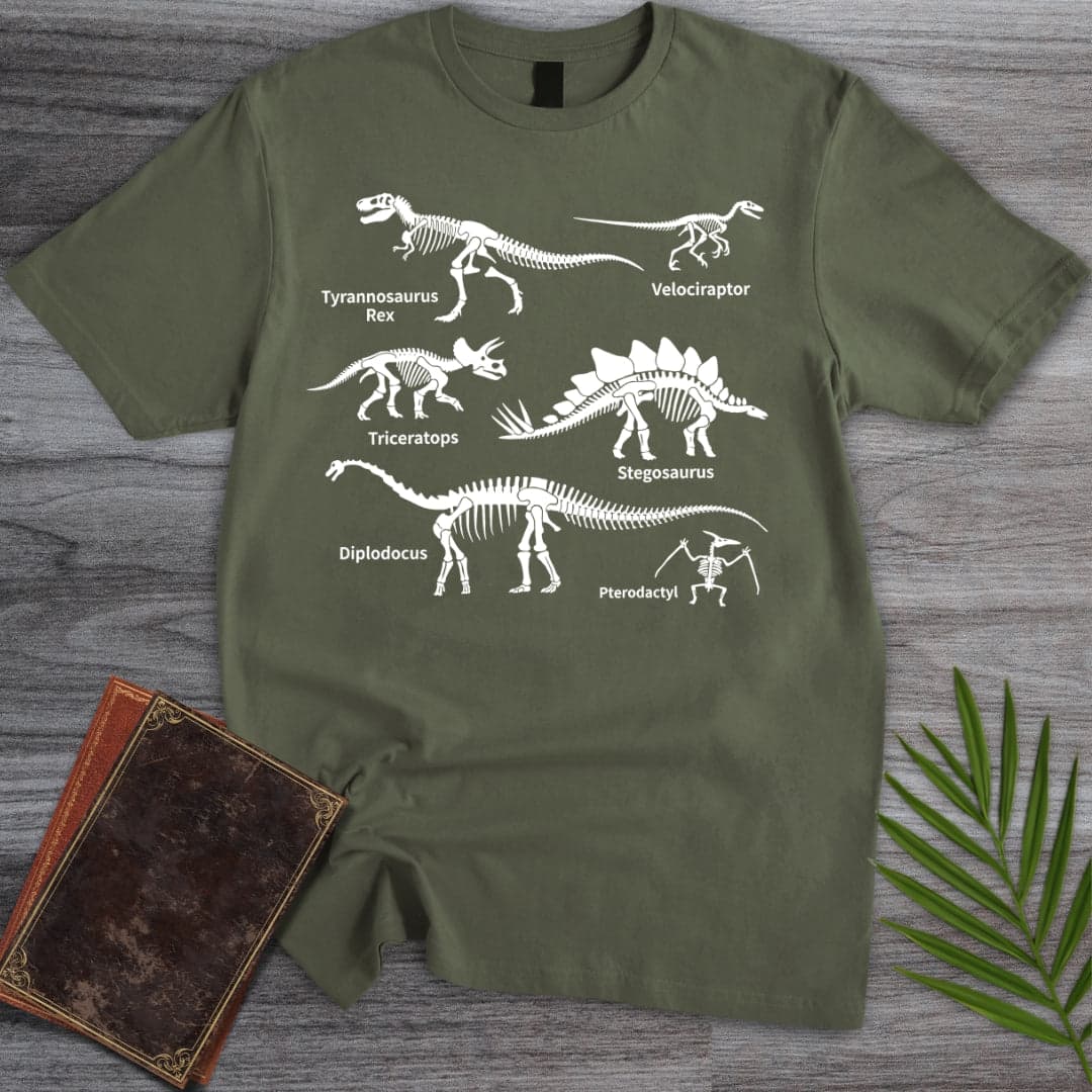 T-Shirt Military Green / S Minimalist Dino Education T-Shirt