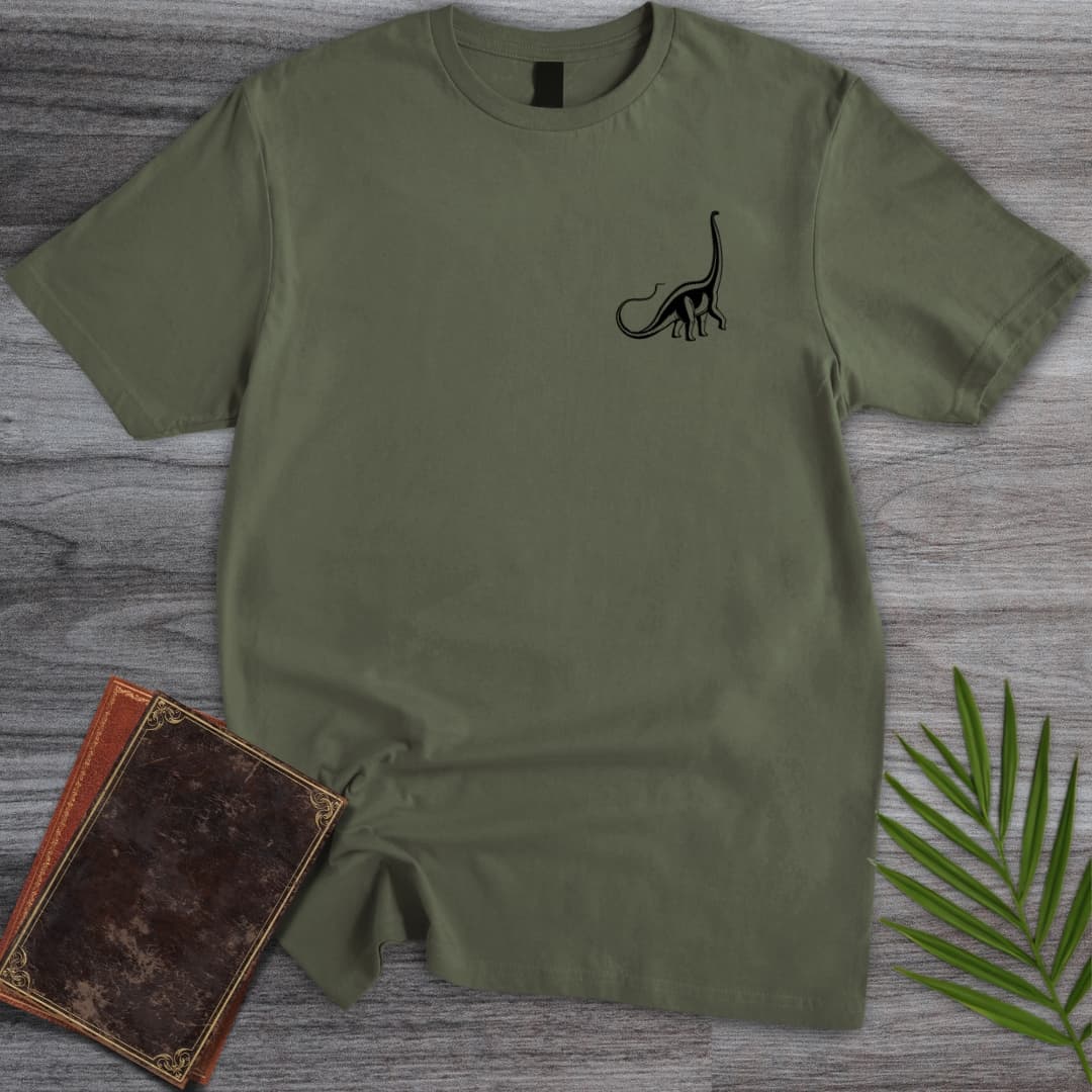 T-Shirt Military Green / S Minimalist Diplodocus  T-Shirt