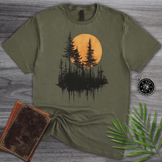 T-Shirt Military Green / S Minimalist Pine & Sun Forest T-Shirt