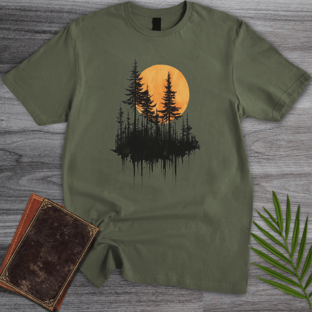 T-Shirt Military Green / S Minimalist Pine & Sun Forest T-Shirt