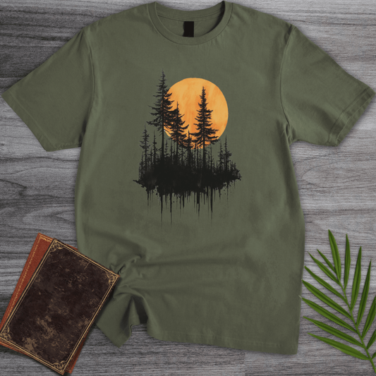 T-Shirt Military Green / S Minimalist Pine & Sun Forest T-Shirt