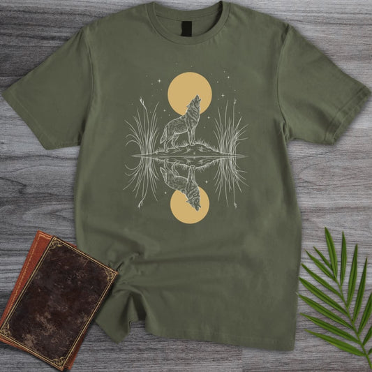 T-Shirt Military Green / S Moonlit Howl Wolf T-Shirt