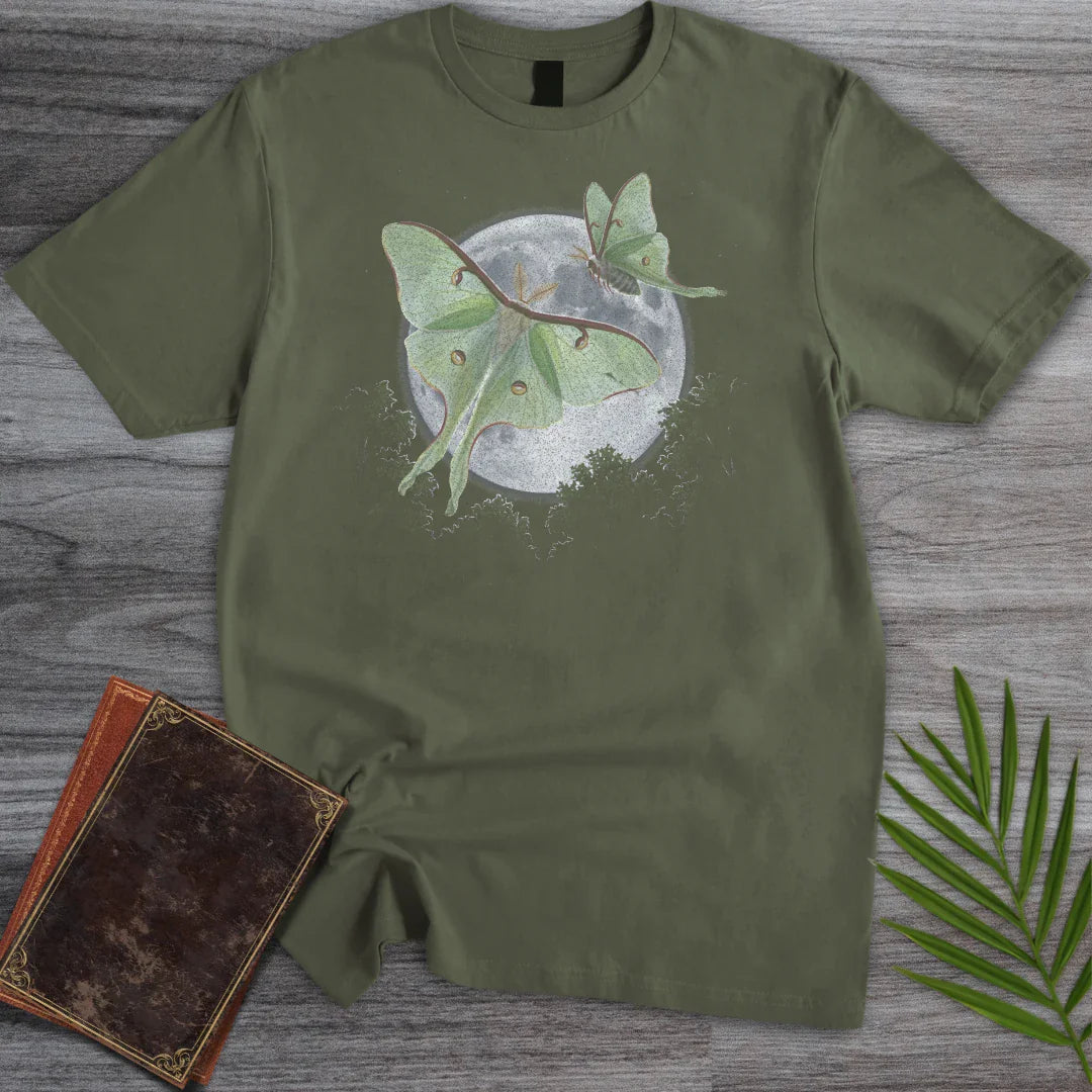 T-Shirt Military Green / S Moonlit Luna Moths T-Shirt