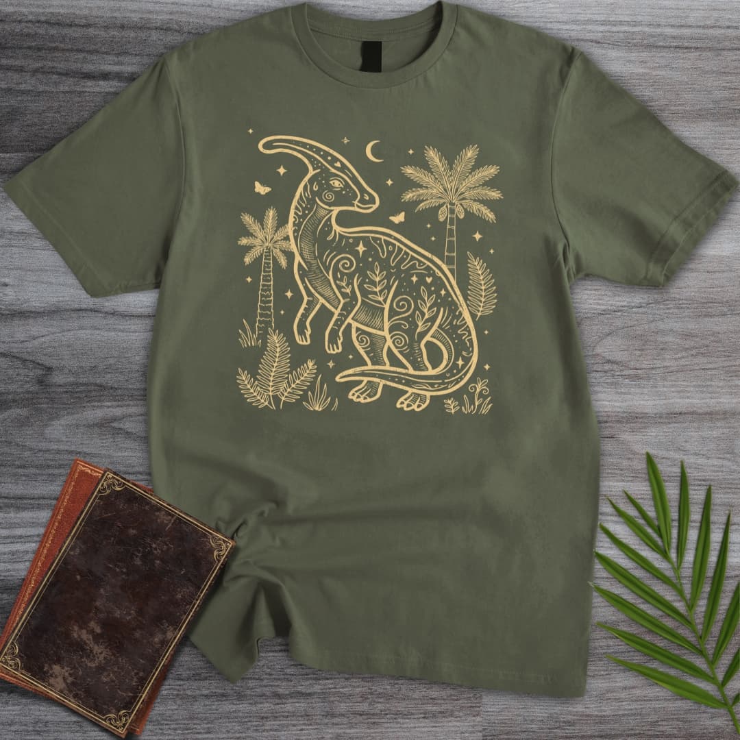 T-Shirt Military Green / S Moonlit Parasaurolophus T-Shirt